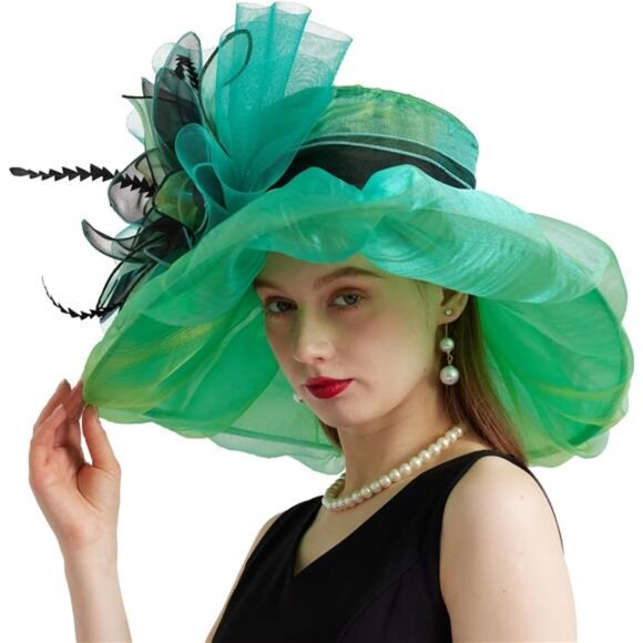 Women\'s Organza Church Derby Hat Wide Brim Sun Caps Tea Party Hat main image 6